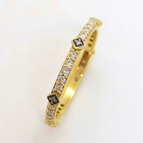 İlkays pırlantalı tam sıra sarı  eskitme yüzük  